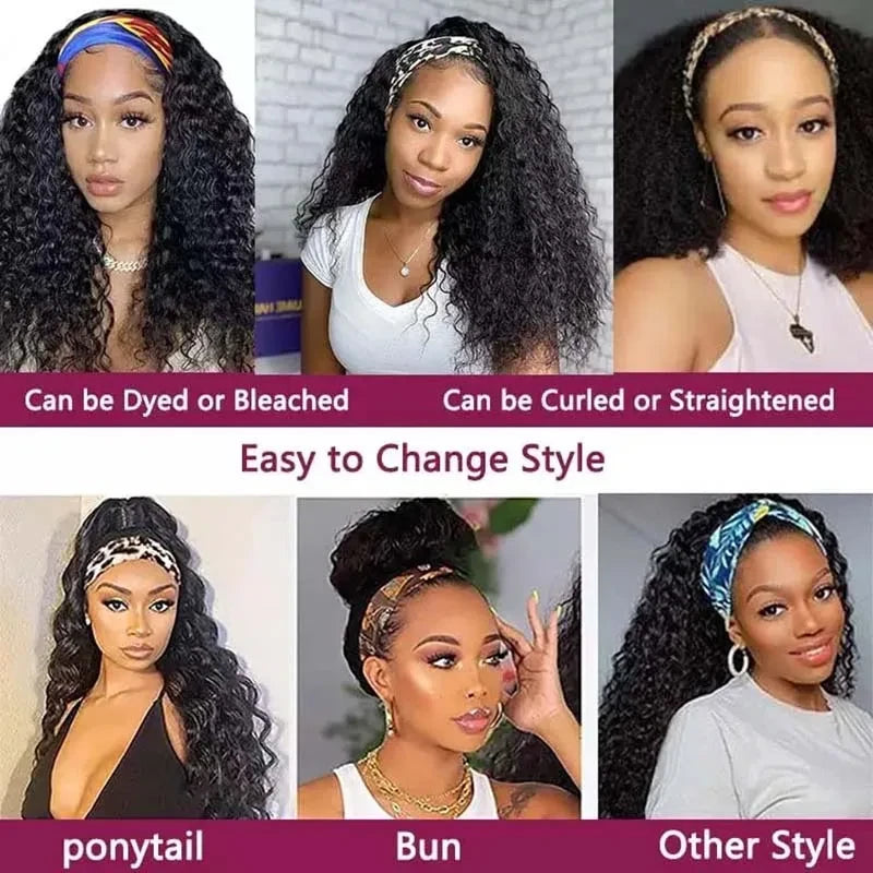 Curly Deep Wave Headband Wig